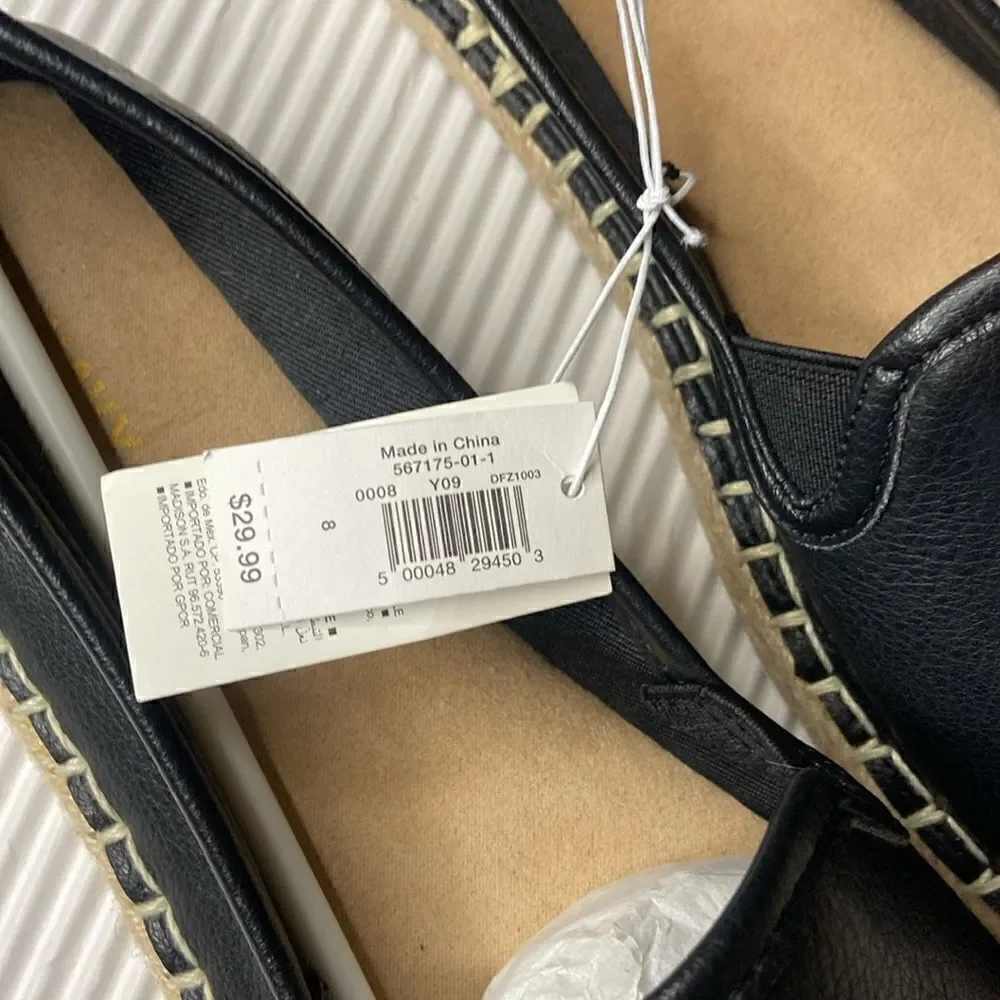 Faux-Leather Espadrille Flats size 8 NWT